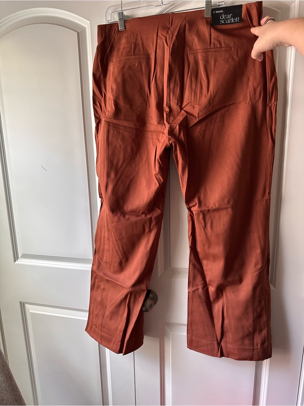 Dear Scarlett Boot-Cut Pants in Rust with Hem Button Detail - Picture 7 of 9
